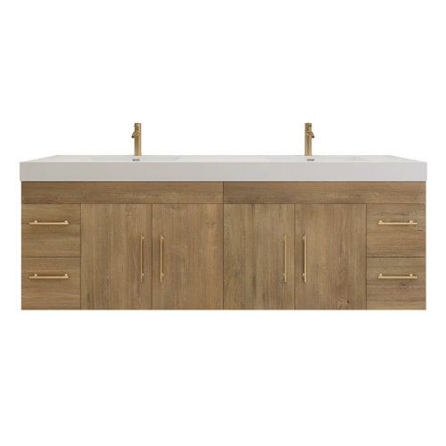 Morenobath 84'' Wall Mounted Double Bathroom Vanity with Reinforced